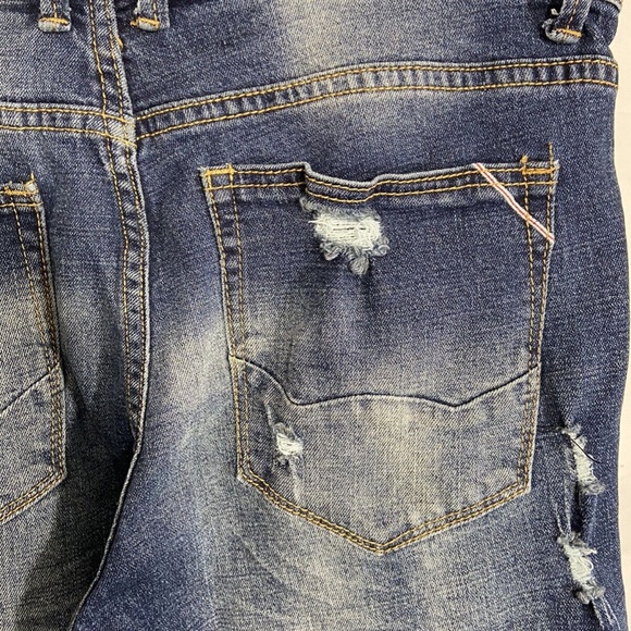 CJ Black Premium Mens Distressed Slim Flex Mid Rise Jeans Dark Blue 34 X 34 - Picture 6 of 7